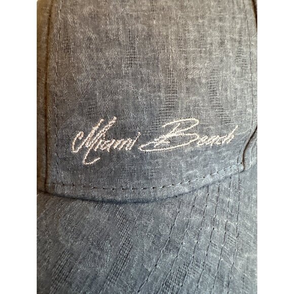 Miami Beach Embroidered Adjustable Baseball Cap Denim Look Gray 100% Cotton Unis - Picture 2 of 6